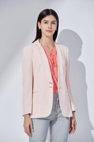 G2000 - 女士 不規則領口型格修身西裝外套 (淺粉色)