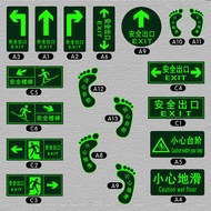 Safety Signs Luminous Wall Stickers Warning Channel Carefully Sliding Step Signs Evacuation Signs Fl