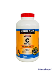 KIRKLAND Signature Vitamin  C, 500mg Chewable, Tangy Orange Taste, 500 Tablets, Exp. 01/2026