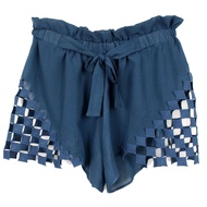 Annebra cruise กางเกงขาสั้น ผ้าชีฟองแต่งลูกไม้ Swim Shorts รุ่น AS9-393 สีฟ้าเข้ม
