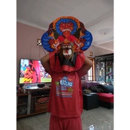 Topeng Barongan Anak Devil Telon Pecut Anak2 Kediri Rambut Sintetis Jamang Besar Kemul Warna Blora B