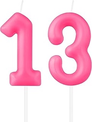 Macaron Number Birthday Candles, Hot Pink 13th Birthday Macaron Candle for Cake, Macaron Cake Candle