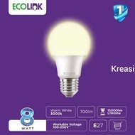ECOLINK E27 LED BULB LIGHT 8W / 8 WATT - YELLOW