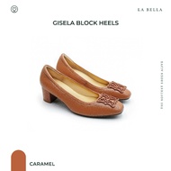 LA BELLA รองเท้าคัชชูส้นสูงหนังแกะ  รุ่น GISELA BLOCK HEELS - BLACK