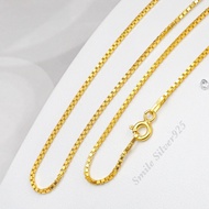 ส34 สร้อยคอ ลายBox chain 1.2mm. เงินแท้ 92.5% Italy ชุบทอง18k /ชุบทองคำขาว
