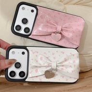 Floral Leather Texture Ribbon Phone Case