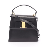 【二手】 Salvatore Ferragamo Ferragamo Vara RIBON 21 手袋 5677 黑色皮革 Vara RIBON兩用手提包 女士二手 B