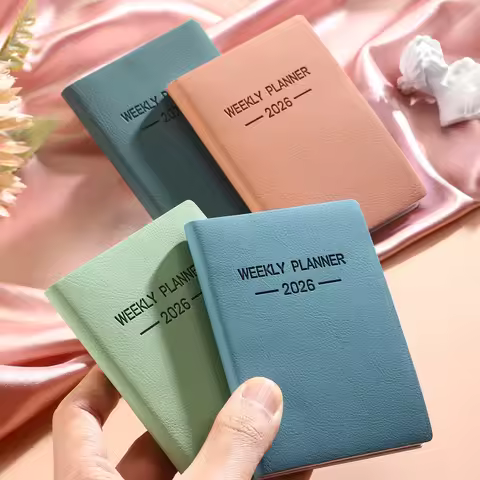 1pc A7 specification 2026 daily plan book, Morandi color PU cover schedule book, 64 sheets 128 page 