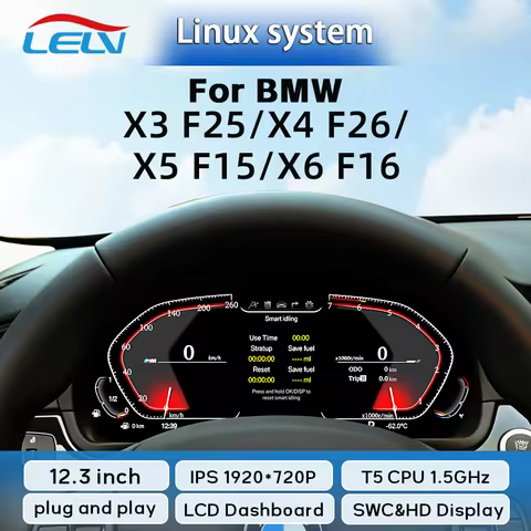 car cockpit 12.3''Digital Dashboard For BMW X3 F25 X4 F26 X5 F15 X6 F16 LCD Panel Speedometer Virtua