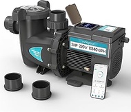 Variable Speed Pool Pump, In/Above Pool Pump with Filter Basket, 2 HP, 220V, 10140GPH