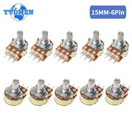 10Pcs WH148 B1K B10K B50K B100K B1M Potentiometer Linear 6Pin dengan Aci 15mm, Nat dan Pencuci
