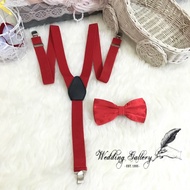 MERAH Economy package! Red bowtie suspenders and bow ties