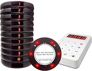Restaurant Buzzer System, 10 Coaster Beeper Pager System with Buzzer, Customer Queue Pagers Set with