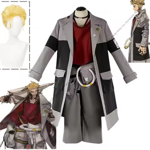 Anime Gachiakuta Enjin Cosplay Costume Gachi Akuta Long Coat Combat Uniform Accessories Full Set Man