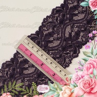 (Per Meter) RDS444 Stretch Lace / Elastic Lace / Rubber Lace Dusty Purple Dark 8Cm Wide