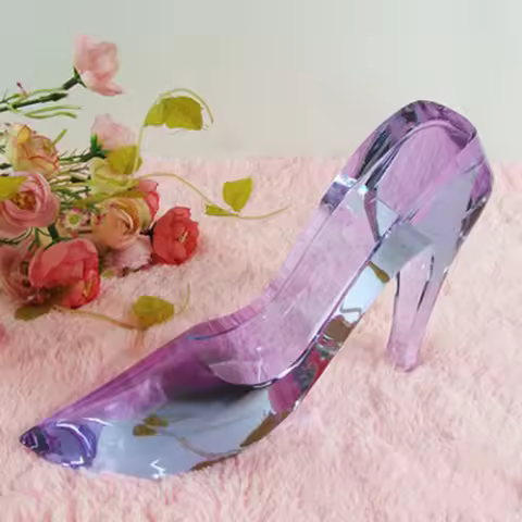130mm Novel Crystal Cinderella High Heel Shoes 6 Colors Miniature DIY Glass Shoe Paperweight CraftsW