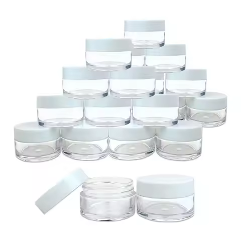 10pcs 2g 3g 5g 10g 15g 20g Plastic Cosmetic Empty Jars White Lids Clear Pots Bottles Eyeshadow Makeu