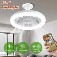 [Strong WindSuper Bright] E27 Ceiling Fans Lights with Remote Control LED Lamp Fan Smart Ceiling Fa