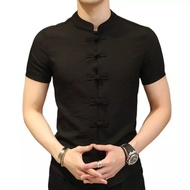 MSP Men Shirts Plus Size Linen Shirts Mens Streetwear Short Sleeve Mandarin Collar Shirt Traditional Chinese Clothing M-5XL Samfu Tangzhuang 唐装