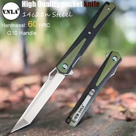 VNLA High Hardness Sandvik 14C28N Steel Folding Knife Outdoor Camping Survival Hiking Fishing Easy C
