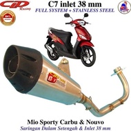 Knalpot CLD Racing type C7 in 38 mm seri MIO SPORTY CARBU &amp; NOUVO