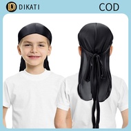 Pirate Durag Silky Long Tail Extra Long Tail For Men Women Hiphop 2pcs Black