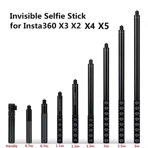 Invisible Selfie Stick for Insta360 X5 X4 Selfie Stick Bullet Time Bundle Handle for Insta360 X3 Pan