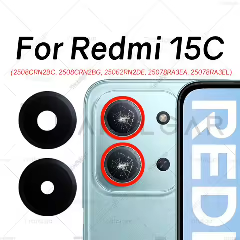 Rear Back Camera Glass Lens For Xiaomi Redmi 15C 4G 5G Camera Cover Replacement+Adhesive 2508CRN2BC 