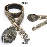 GESH Leather Embossed Belt, Hip Hop Y2K Bohemian Style Belt, Women Man Harajuku Punk Rock Waistband