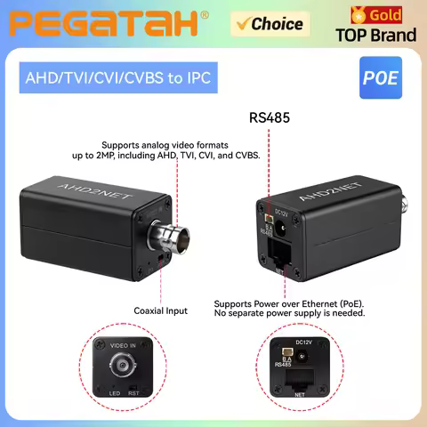 CVBS/TVI/AHD/CVI to IP Camera Converter 1080P Full HD, ONVIF, RJ45, POE Power, For NVR Analog Survei