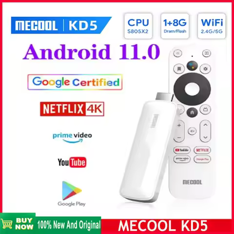 MECOOL KD5 1G+8GB Android TV Stick with Google Netflix Dolby Audio Certified Realtek RTD 1332 1GB 8G
