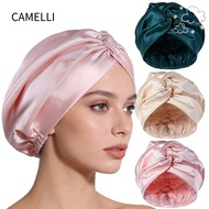 CAMELLI Silk Satin Hair Bonnet, Breathable Satin Fabric Mulberry Silk Wrap, Premium Smooth Luxury Ad