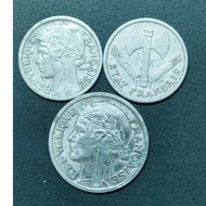 France ETAT 1 & 2 Franc 1940s ( 3 Coins )