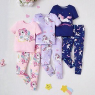 ชุดนอน 6 ชิ้นสำหรับเด็กผู้หญิงด้วยเสื้อแขนสั้นและกางเกง ชุดนอนและชุดใส่เล่นในบ้านเข้ารูปเหมาะสม ชุดน