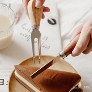Solid Wood Handle Cheese Fruit Knife and Fork Butter Stick Jam Scraper Butter Knife Sauce Spoon Cheese Tableware MLTP