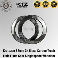  Kratozen 88mm 3k Gloss Carbon Track Fixie Fixed Gear Singlespeed Wheelset