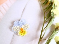 單輪三色堇胸針精緻蕾絲三色堇紫羅蘭三色紫羅蘭三色紫紫紫紫黃可愛