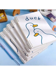 1pc Creative Non-Irritating Hand, Cute Cartoon Horizontal Line Loose-Leaf Notebook For Students, Ref