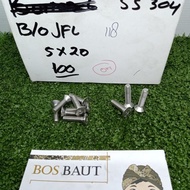 STAINLESS STEEL L-BOLT M5 x 20 - B/O JFL SS304 M5X20 P0.8