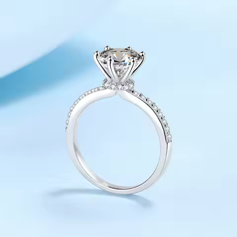Classic Six Prong Ring for Women 2ct Moissanite PT950 Platinum Brightening Noble Look Confident Aura