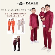 Pazze Baju Melayu Modern Slim Fit Satin Matte Sedondon Series - Maroon Latte Oren Bata Burgundy 2.0