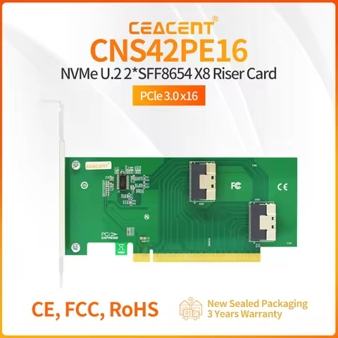 CEACENT CNS42PE16 2 Port SlimSAS x8 SFF8654 Adapter PCIe 3.0 x16, PCIe 4.0 Compatible For ALEO, Mult
