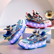 #[ Ready Stock Fast Shipping] Nezha Runaway Shoes Boys New Light Single Net Children's Roller Skates