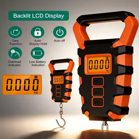 Digital Fishing Scale, Fishing Postal Hanging Hook Scale,110lb/50kg Luggage Scale w/ Measuring Tape,