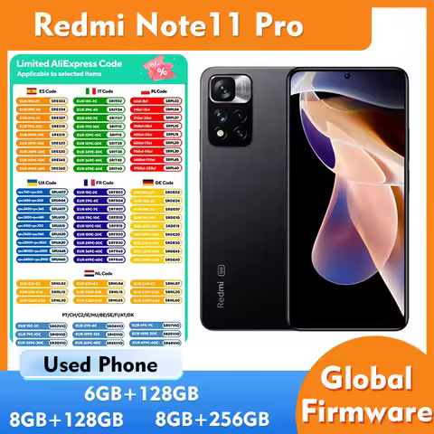 Redmi Note 11 Pro 5G 128GB 256GB RAM SmartPhone 6.67inch 5160mAh 108MP camera used phone