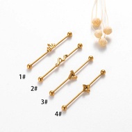 1 Piece Crown Snake Shape Stainless Steel Industrial Barbell Earring Stud 16Gauge Unisex