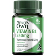 Nature's Own Vitamin B1 250mg with Vitamin B for Energy + Heart Health - 75 Tablets