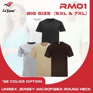 LEFONSE 100% Microfiber Unisex Big/Plus Size 5XL 7XL Sportswear Cool Fit Jersey Dry Fit Microfiber Plain Round Neck T-Shirt Baju Kosong Sukan RM01