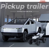 1/32 Pickup Truck Trailer RV Set - Detailed Alloy Cyber Truck & Trailer with ATV, Collectible Toy fo