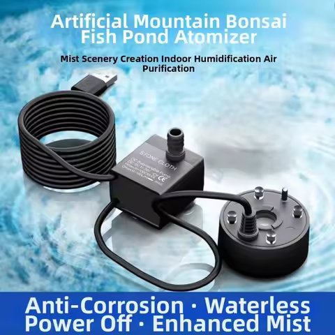 2-IN-1 Mist Maker Colorful LED Lights 5V Fog Machine Mini with Water Pump Landscaping Humidifier Fis